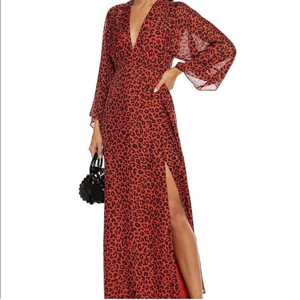 Michelle Mason Red Leopard Silk Dress/Duster